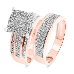 14k 1/2ct rose gold wedding rings